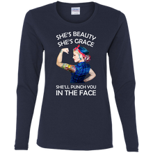 Load image into Gallery viewer, She&#39;s Beauty She&#39;s Grace She&#39;ll Punch You In The Place Long Sleeve Shirt
