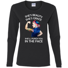 Load image into Gallery viewer, She&#39;s Beauty She&#39;s Grace She&#39;ll Punch You In The Place Long Sleeve Shirt

