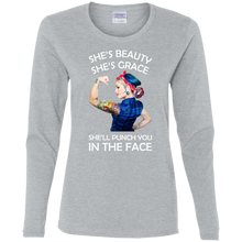 Load image into Gallery viewer, She&#39;s Beauty She&#39;s Grace She&#39;ll Punch You In The Place Long Sleeve Shirt
